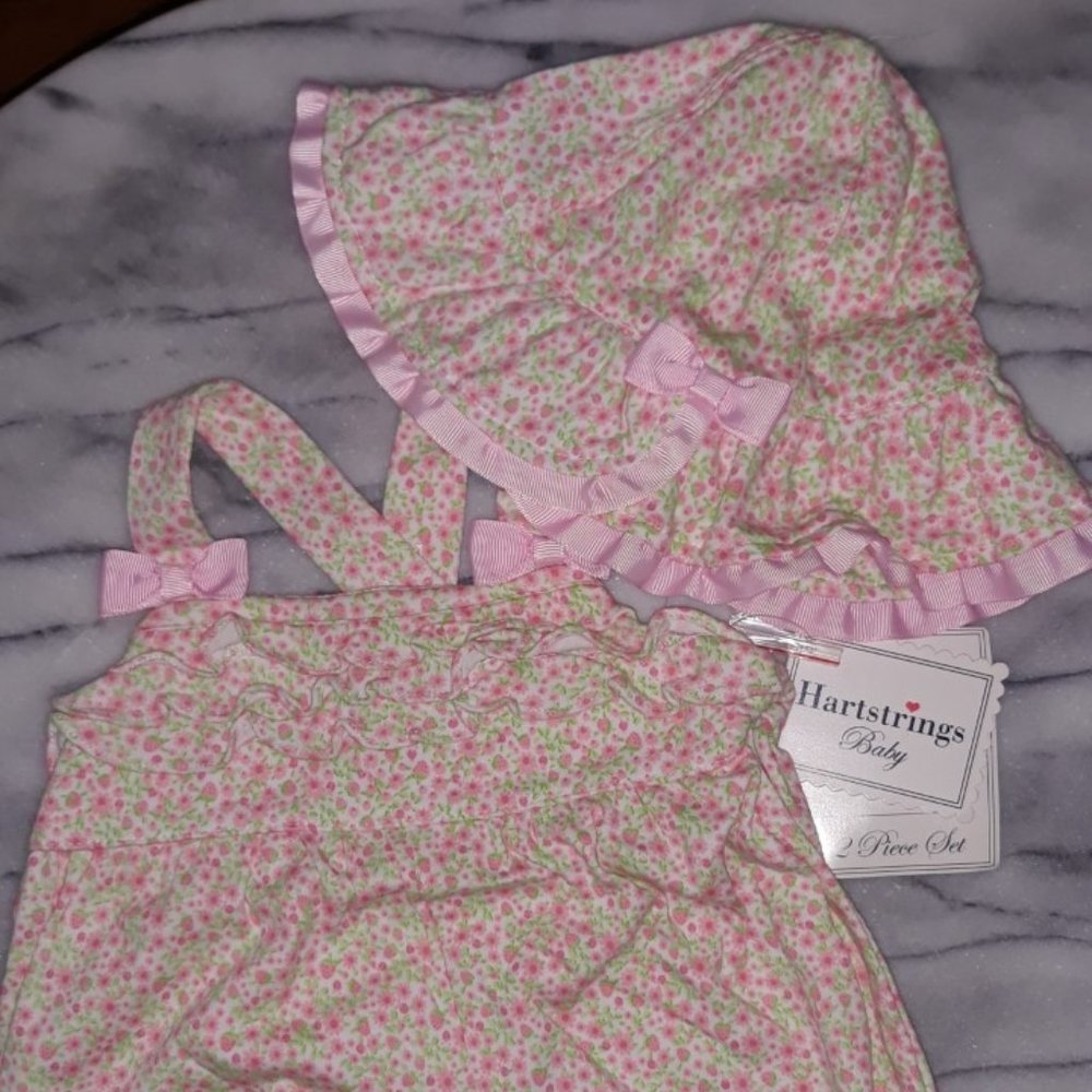 NWT Harstrings Baby Girl Floral Pink 2PC Sunsuit
